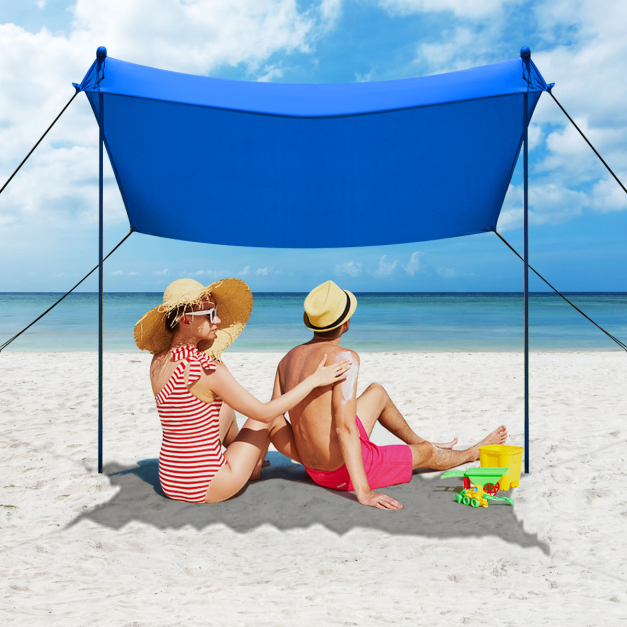 Strand Sonnenschutz Leichtes Strandzelt mit Tragetasche und 4 Sandscken  LSF 50+ - Costway