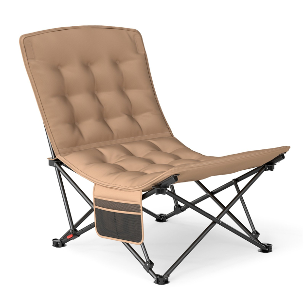 Faltbarer Campingstuhl mit Verstellbarer Rckenlehne & 225 kg Tragfhigkeit  Klappstuhl Khaki - Costway