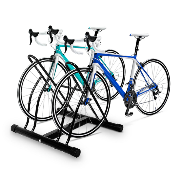 Fahrradstnder Bodenparker fr 2 Fahrrder Schwarz 60 x 53 x 56 cm - Costway