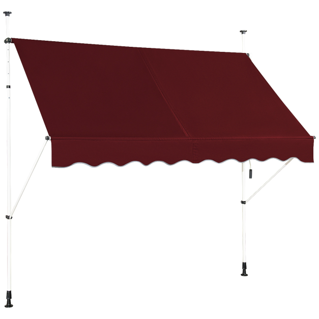250 cm Breit Klemmmarkise ohne Bohren UV-bestndige Balkonmarkise  Hhenverstellbare Markise Rot - Costway