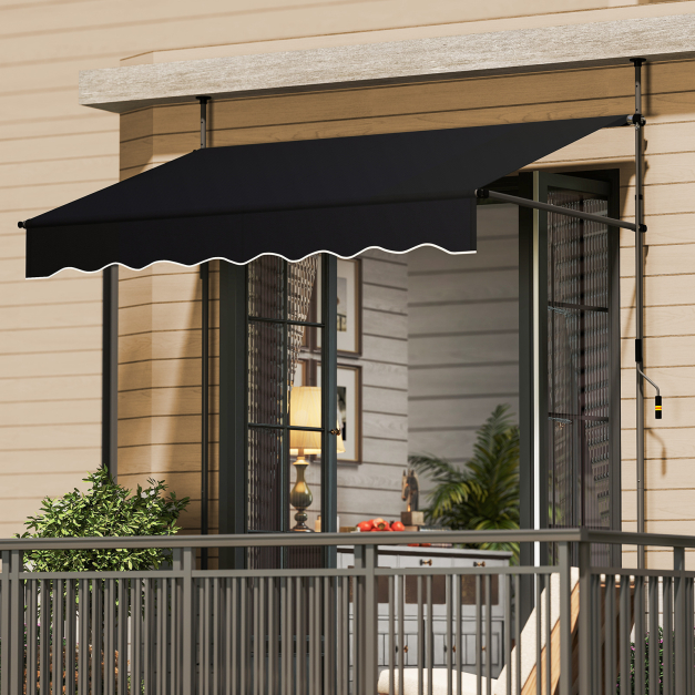 Klemmmarkise 200cm Balkonmarkise ohne Bohren mit Handkurbel  Hhenverstellbar & UV-bestndig 200 cm Schwarz - Costway