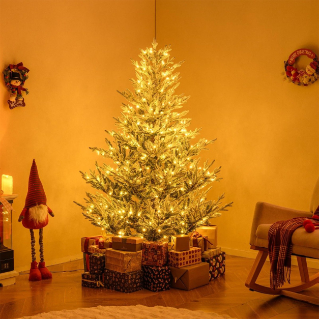 180 cm Knstlicher Weihnachtsbaum mit Beleuchtung & Schnee Tannenbaum  Christbaum Kunstbaum - Costway
