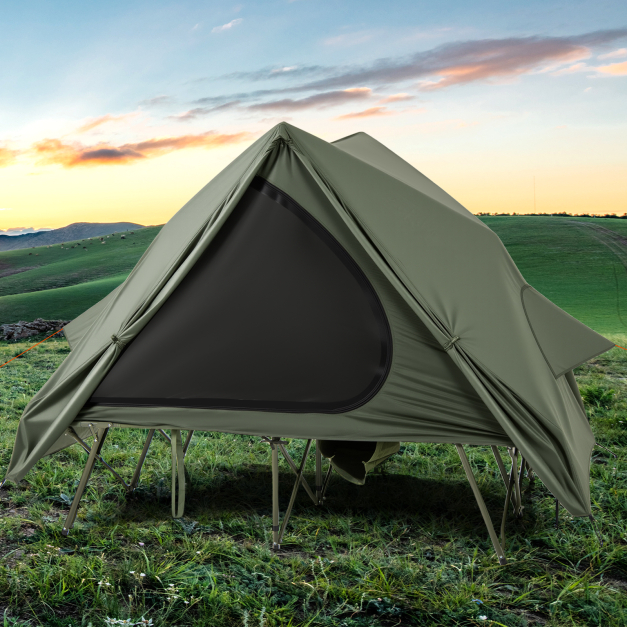 Feldbett mit Zelt fr 2 Personen Campingbett mit Regenschutz & 2 Netztren  & Fenster & Rolltasche - Costway