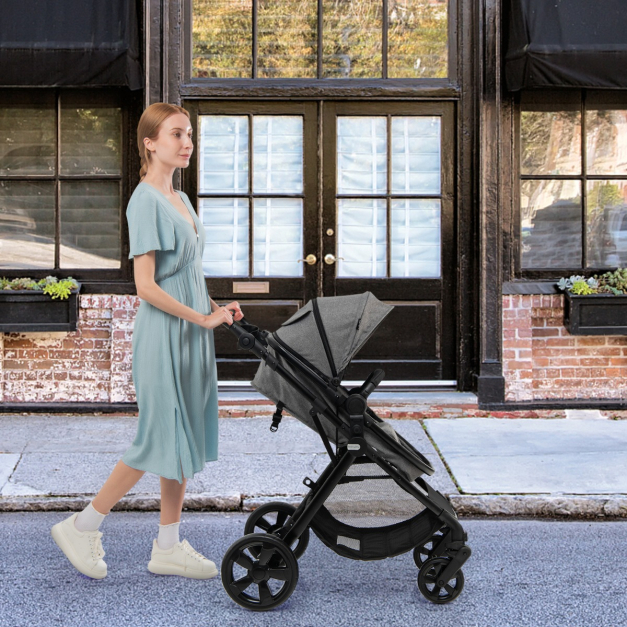 Klappbarer Kinderwagen mit Verstellbarem Verdeck & Aufbewahrungskorb  Leichter Kinderbuggy - Costway