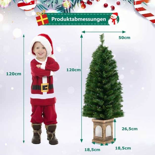 120 cm Knstlicher Weihnachtsbaum im Topf mit Beleuchtung & Timer  Tannenbaum Topfbaum - Costway