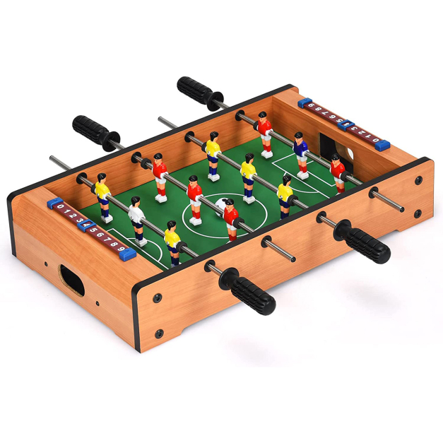 Tragbarer Mini Tischkicker aus Holz Fußballspiel für den Familienabend 50,5  x 31 x 10 cm - Costway