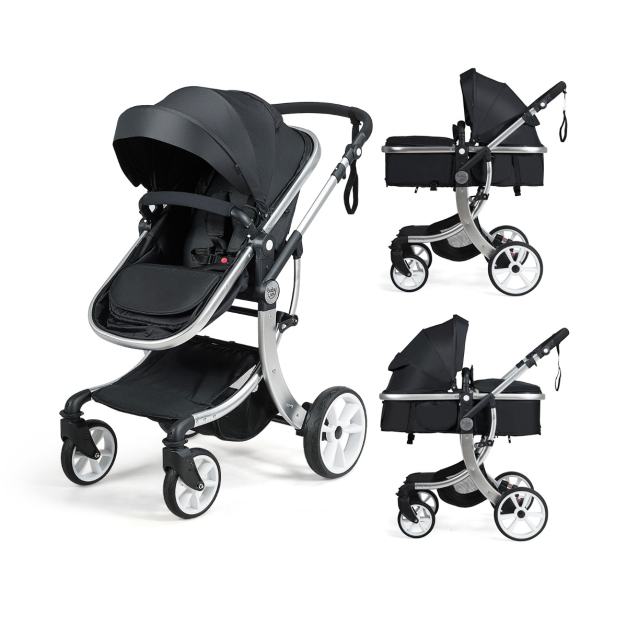 2 in 1 Kinderwagen faltbar Kombikinderwagen mit verstellbarer Rckenlehne  Schwarz - Costway