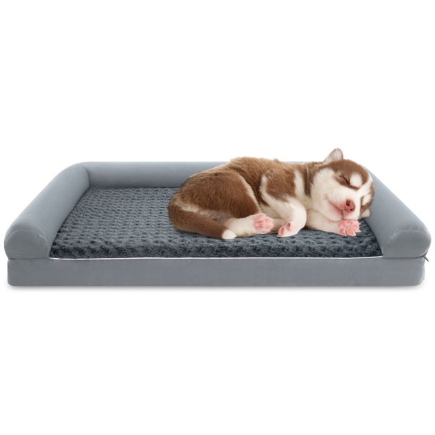 Orthopdisches Hundebett gro Hundesofa mit Hundekissen Hundecouch fr groe  & Mittelgroe Hunde Grau L - Costway