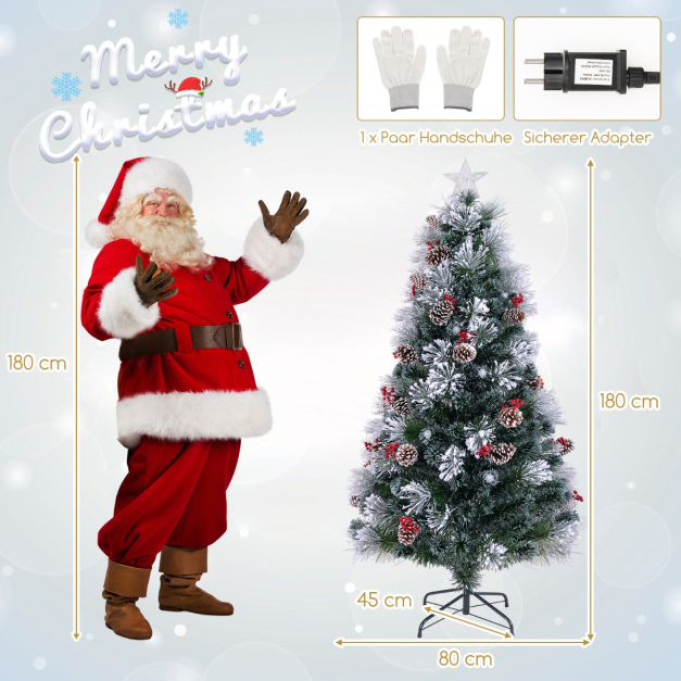 180 cm Knstlicher Weihnachtsbaum mit Beleuchtung & Schnee & Sternspitze  Tannenbaum - Costway