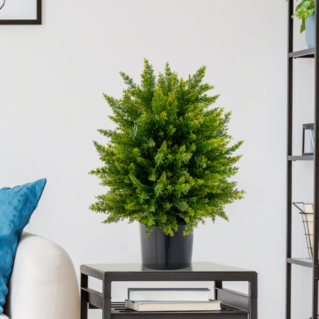 2er Set 55 cm Kunstpflanze mit Topf Zeder Buchsbaum Kunstbaum fr Haus Bro  Grn - Costway