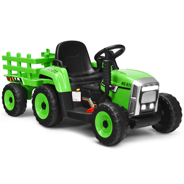 3-Gang Kinder Traktor 12V Aufsitztraktor mit abnehmbarem Anhänger