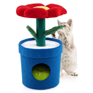 Klein Kratzbaum Blumen-Plattform & Katzenhhle Katzenkratzbaum Katzenbaum  Gelb - Costway