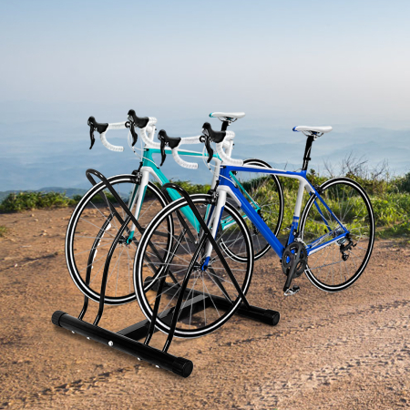 Fahrradständer Bodenparker für 2 Fahrräder Schwarz 60 x 53 x 56 cm