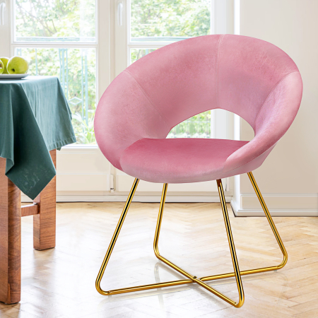 Polstersessel mit Metallbeinen Schminktisch Stuhl bis 120kg belastbar Wohnzimmerstuhl Rosa