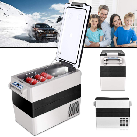 52 L Elektrische Tragbare Kühlbox Kompakter Kühlschrank mit schnellkühlendem Kompressor Grau