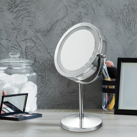Schminkspiegel  360° Schwenkbar Kosmetikspiegel mit 5 Fach Vergrößerungsspiegel mit LED Beleuchtung
