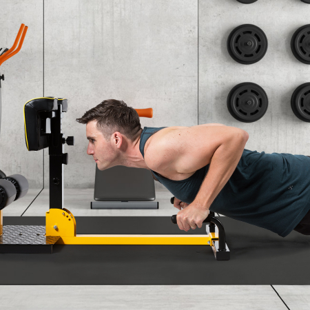 Beintrainer 8-in-1 Multifunktionaler Kniebeugentrainer Trainingsgerät für Liegestütze Bauchmuskel Gelb und Schwarz