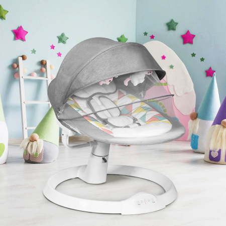 Babywippe Elektrischer Baby Schaukelstuhl Baby Schaukel mit 5 Schaukelpositionen Grau