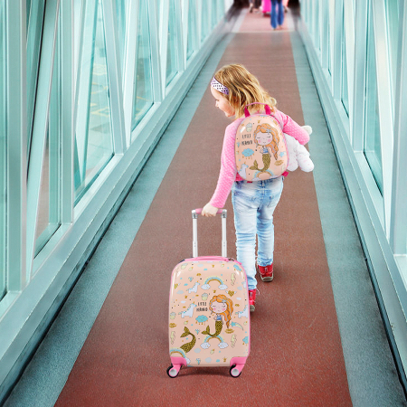 Kindergepäck Meerjungfrau Reisekoffer Kinderkoffer Set mit Rucksack Rosa