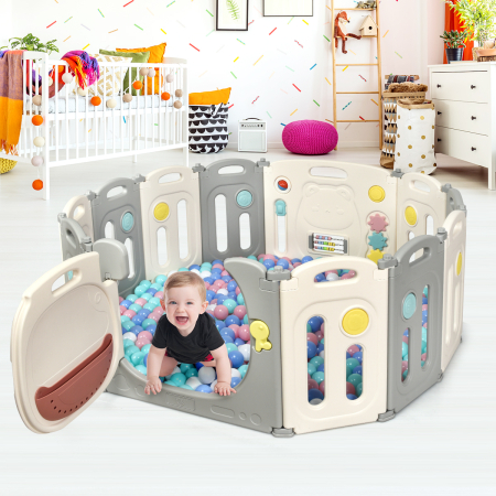 Faltbares Laufgitter mit 12 Panels Baby Laufstall tragbarer Spiellzaun
