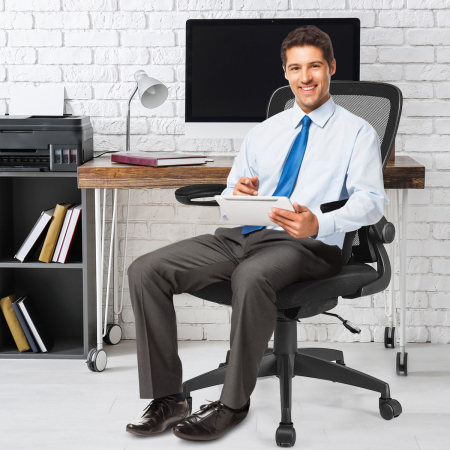 Bürostuhl mit Massagefunktion Höhenverstellbar Ergonomischer Schreibtischstuhl Drehstuhl mit Rückenlehne Schwarz