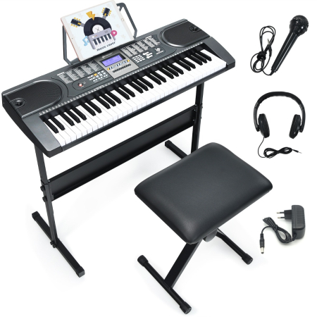 Costway 61-Tasten-Elektroklavier tragbares Musikinstrument Digitale Keyboard Schwarz + Weiß