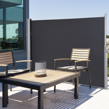 Costway Ausziehbare Seitenmarkise Sonnen- und Windschutz faltbar Sichtschutz Seitenmarkise 300 x 160 cm Grau