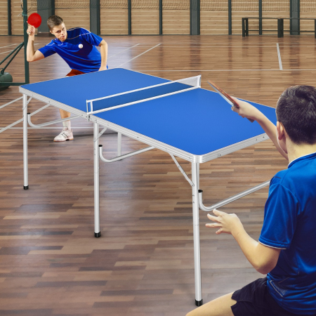 Tischtennisplatte Klappbares Tischtennistisch inkl Schläger Bälle und Netz Blau 152.4 x 76.2 x 76.2 cm