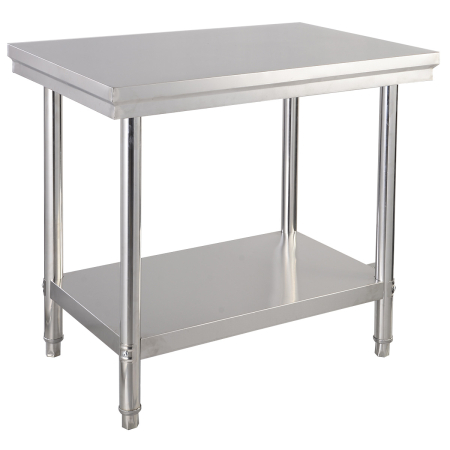 Edelstahl Küchentisch Arbeitstisch Gastro Tisch mit Zwischenbord 92x61x90cm