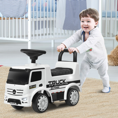 Costway Kindergefährt Mercedes Benz Auto Kinderwagen Spielzeugauto 61,5 x 28,5 x 43 cm Weiß + Schwarz