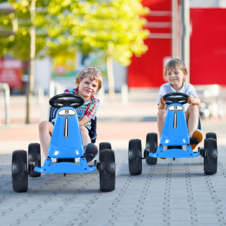 Costway Gokart mit verstellbarem Sitz Racing Gokart mit Pedalen für Kinder 100 x 58,5 x 62 cm Blau 