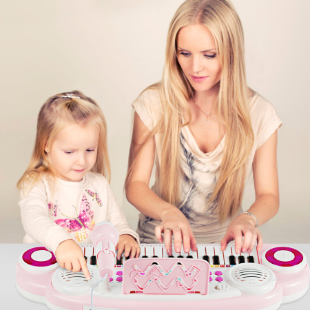 37 Tasten Kinder-Keyboard elektronisches Kinderklavier mit Licht Aufnahme & Abspiel Funktion Rosa
