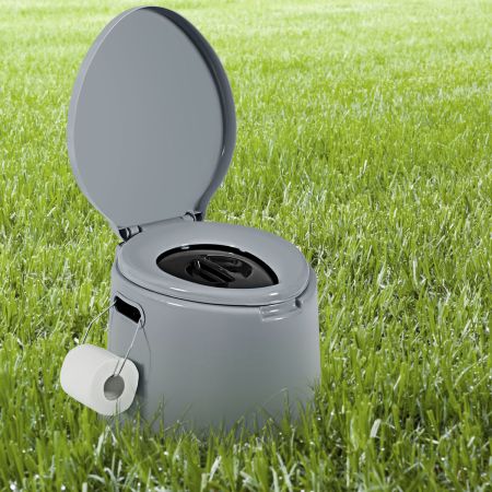Campingtoilette tragbar Reisetoilette Mobile Toilette mit abnehmbarem Eimereinsatz grau 