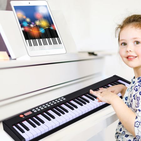 Costway 61 gewichtete Tastatur digitale Keyboard elektrisches Klavier 90 x 21 x 6 cm Schwarz