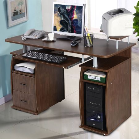 Schreibtisch Computertisch Bürotisch mit Druckerablage Tastaturauszug