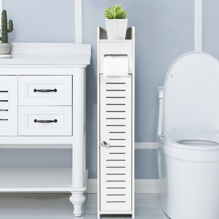 Costway Toilettenschrank freistehend Toilettenpapierhalter Badezimmer Schrank Weiß