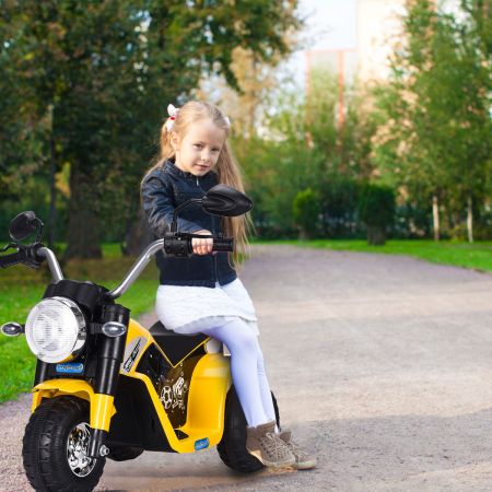 Costway Elektro Motorrad Kindermotorrad Elektromotorrad mit Stützrädern 57 x 72 x 56 cm Gelb