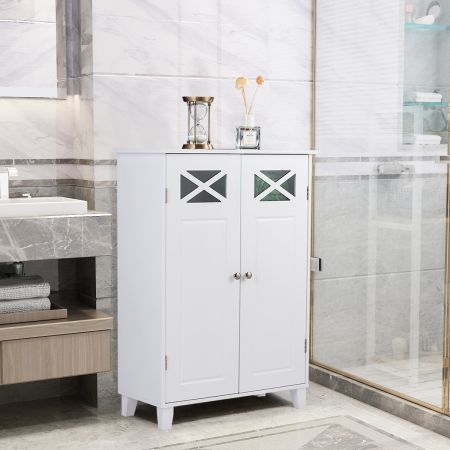 Badezimmerschrank freistehend Badschrank Sideboard Schrank inkl. höhenverstellbarer Ablage 60 x 30 x 87cm  weiß 