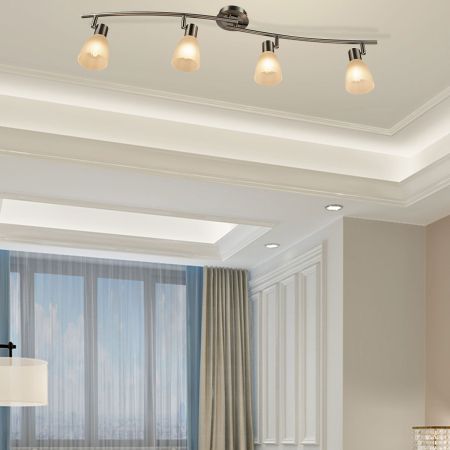 LED Deckenleuchte drehbar Deckenlampe mit 4 Leuchten schwenkbare Leuchten Decken-Strahler 9W Silber
