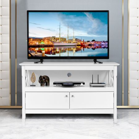 Costway TV-Kommode für Fernseher TV Schrank Kommode Lowboard mit Regal Holz 112 x 40 x 61 cm Weiß