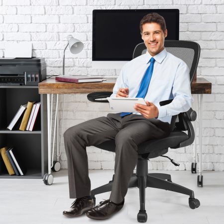 Costway Bürostuhl mit Massagefunktion Höhenverstellbar Ergonomischer Schreibtischstuhl Drehstuhl mit Rückenlehne Schwarz