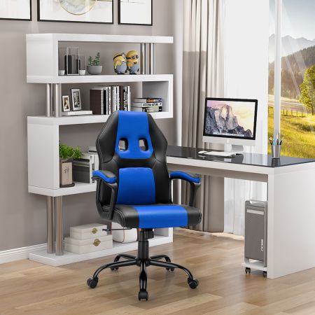 Costway PC Gaming-Stuhl Ergonomischer Computerstuhl mit Rückenlehne Blau