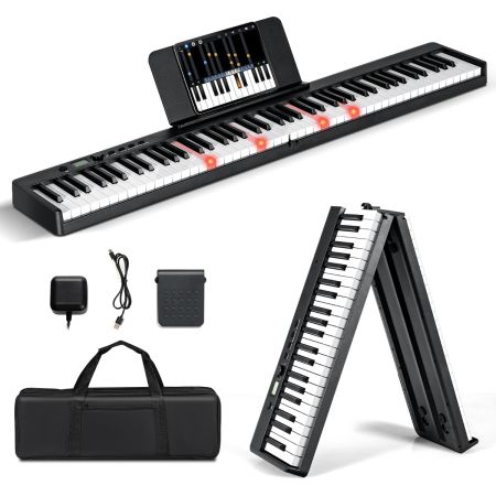 Costway 88 Tasten Keyboard elektronisches Musikinstrument Digitales Piano 126 x 30 x 22,5 cm Schwarz