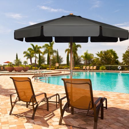 3m Sonnenschirm mit verstellvarem Neigungswinkels 8 Querstreben & Wasserdichtes Polyestergewebe mit UV-Schutz Grau