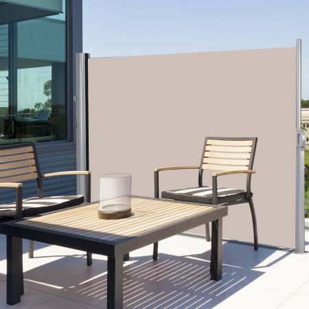 Costway Sonnen- und Windschutz aus Aluminium Ausziehbar faltbar Sichtschutz 300 x 180 cm Beige 