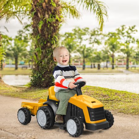 Costway Kinder Traktor 2-Gang 6V Aufsitztraktor Kinderfahrzeug Elektroauto Gelb