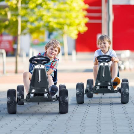 Costway Racing Gokart Racing Pedal Gokart Go Cart Kinderfahrzeug für Kinder 100 x 58,5 x 62 cm Schwarz